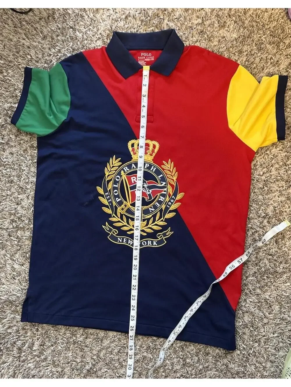 Polo Ralph Lauren Mens Nautical Crest Performance Stretch Polo Shirt Size Medium